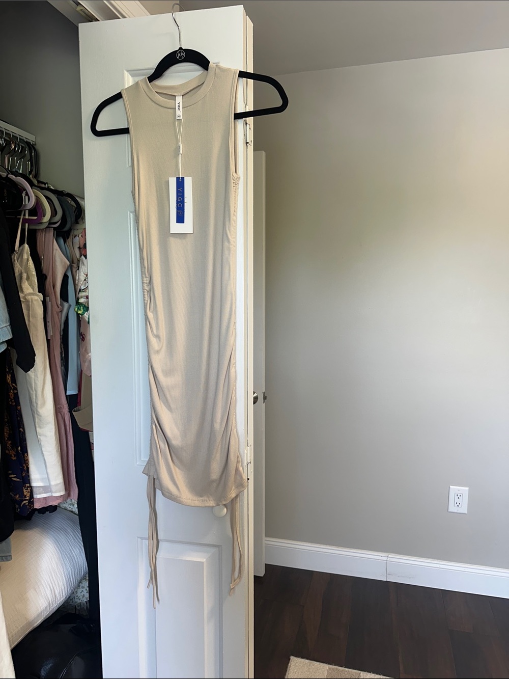 Sleeveless Midi Dress in Beige - Unbranded